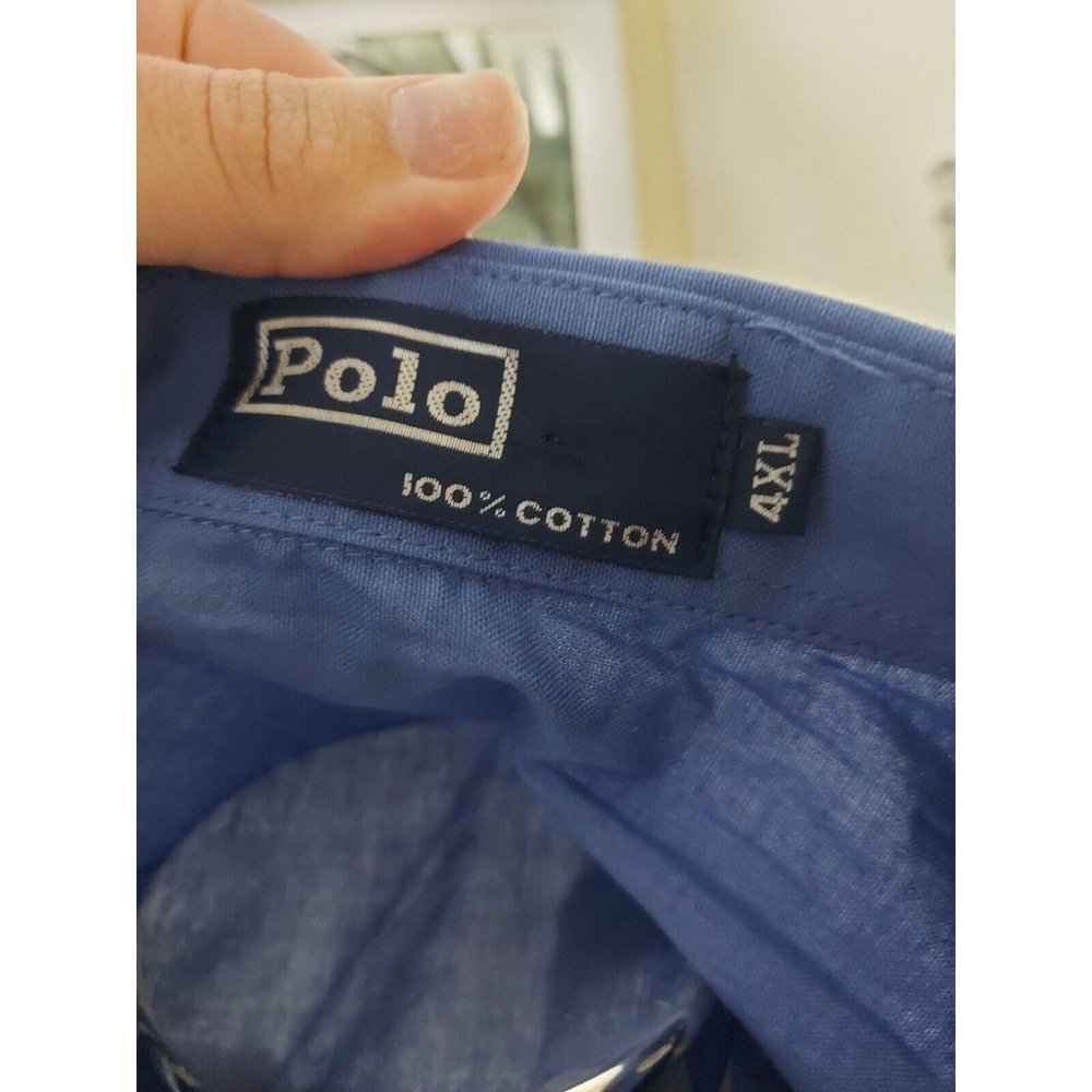 Polo Ralph Lauren 4XL XXXXL Shirt Cotton Button Up Blue Casual Short Sleeve Vtg - Picture 5 of 5